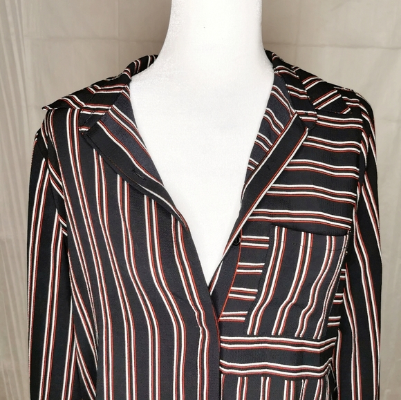 Atmosphere red black striped button down shirt - Picture 3 of 5